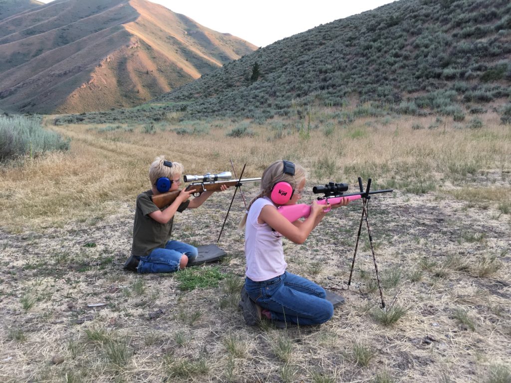 Young hunters training to use guns