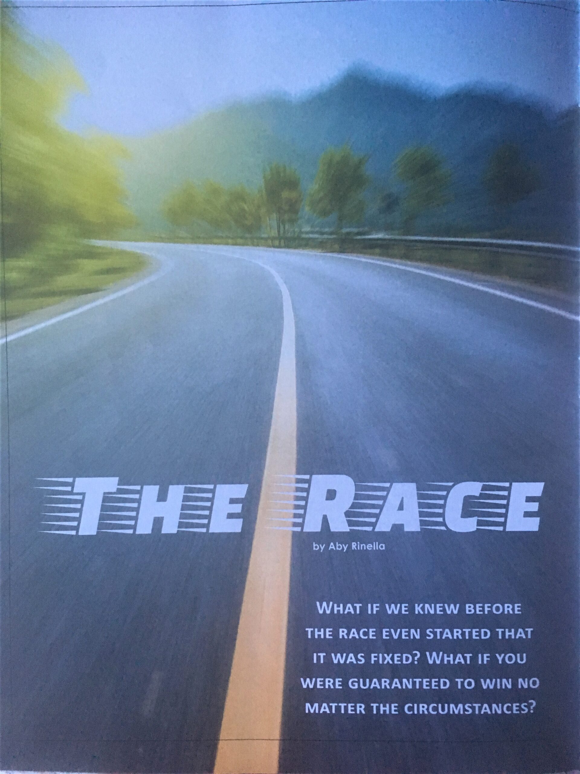 The race poster with a road image